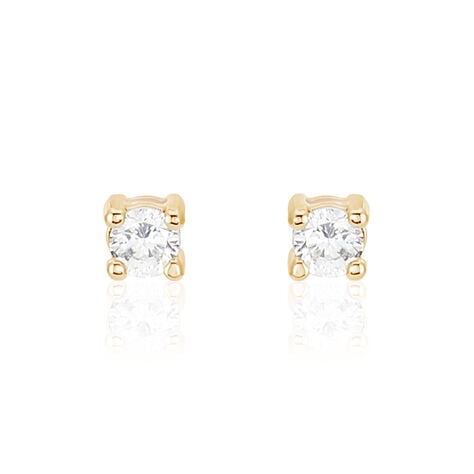 Boucles D'oreilles Puces Yoëlle Plaque Or Jaune Oxyde De Zirconium - Puces Femme | Marc Orian