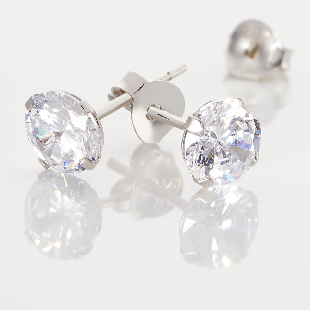 Boucles D'oreilles Puces Philia Argent Blanc Oxyde De Zirconium - Clous d'oreilles Femme | Marc Orian