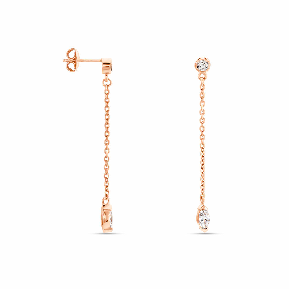 Boucles D'oreilles Pendantes Kenta Argent Rose Oxyde De Zirconium - Pendantes Femme | Marc Orian