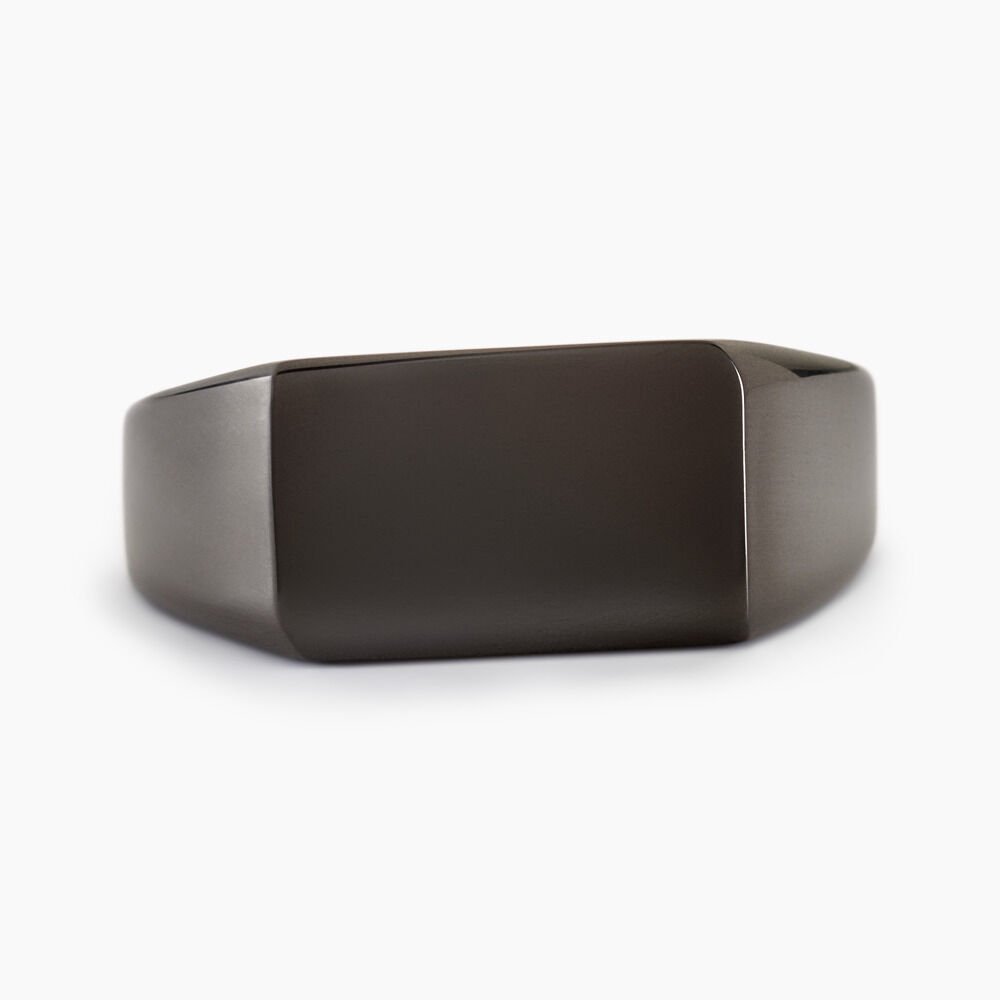 Chevalière Acier Noir Luciano - Bijoux fantaisie Homme | Marc Orian