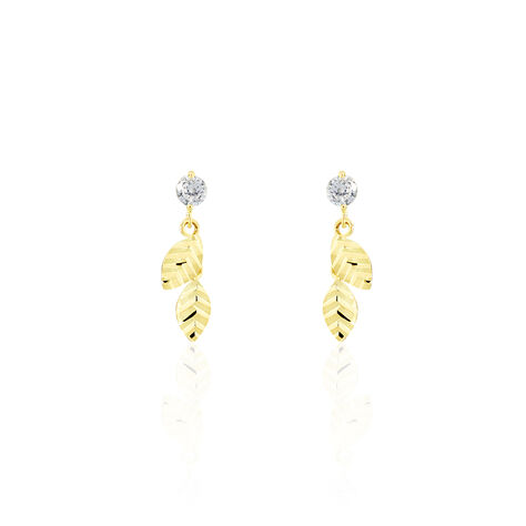 Boucles D'oreilles Pendantes Bartolomea Feuille Or Jaune Oxyde - Pendantes Femme | Marc Orian