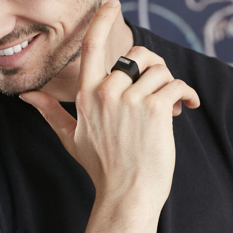 Chevalière Meghan Acier Noir Diamant - Chevalières Homme | Marc Orian