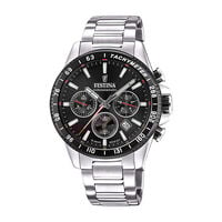 cadran argenté fond noir bracelet acier argenté