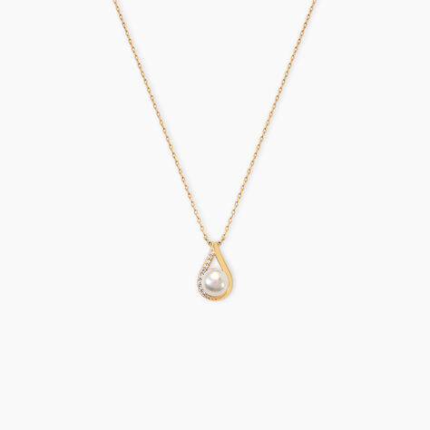 Collier Helin Or Jaune Perle De Culture Et Oxyde De Zirconium - Colliers avec pierres Femme | Marc Orian