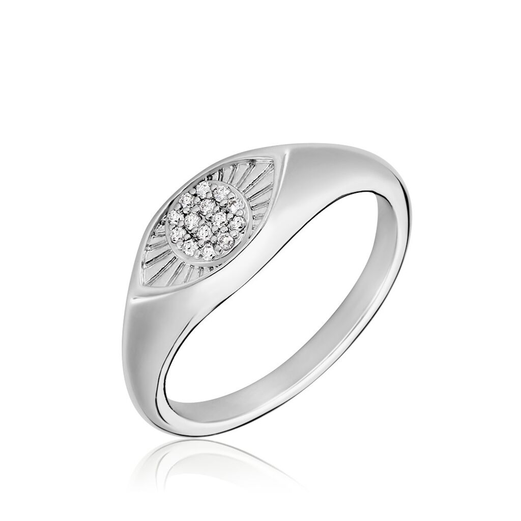 Chevalière Evalyn Argent Blanc Oxyde De Zirconium - Chevalières Femme | Marc Orian