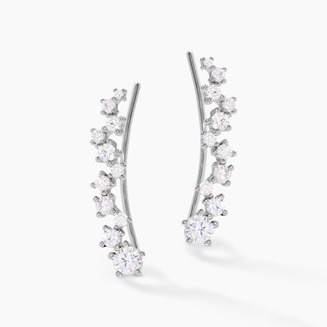 Bijoux D&iquest;oreilles Grimpants Enza Argent Blanc Oxyde De Zirconium - Pendantes Femme | Marc Orian