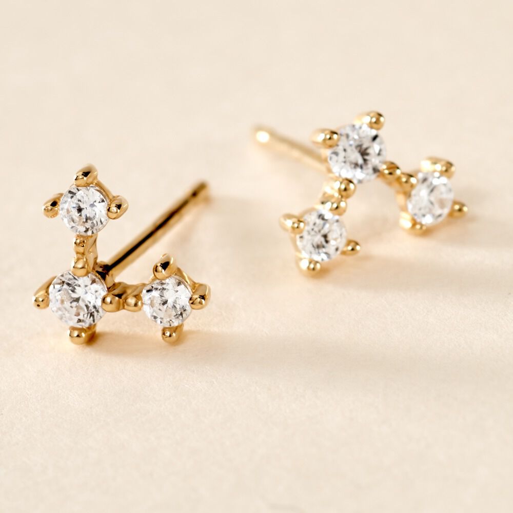 Boucles D'oreilles Puces Athanas Or Jaune Oxyde De Zirconium - Puces Femme | Marc Orian