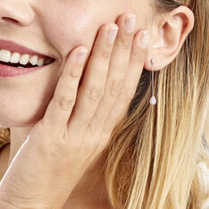 Boucles D'oreilles Pendantes Mariona Or Blanc Diamant - Boucles d'oreilles pierres précieuses Femme | Marc Orian