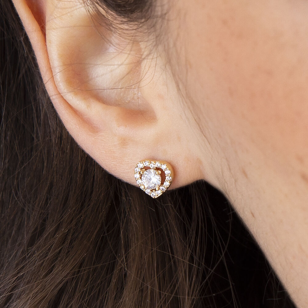 Boucles D'oreilles Puces Alais Plaqué Or Jaune Oxyde De Zirconium - Puces Femme | Marc Orian