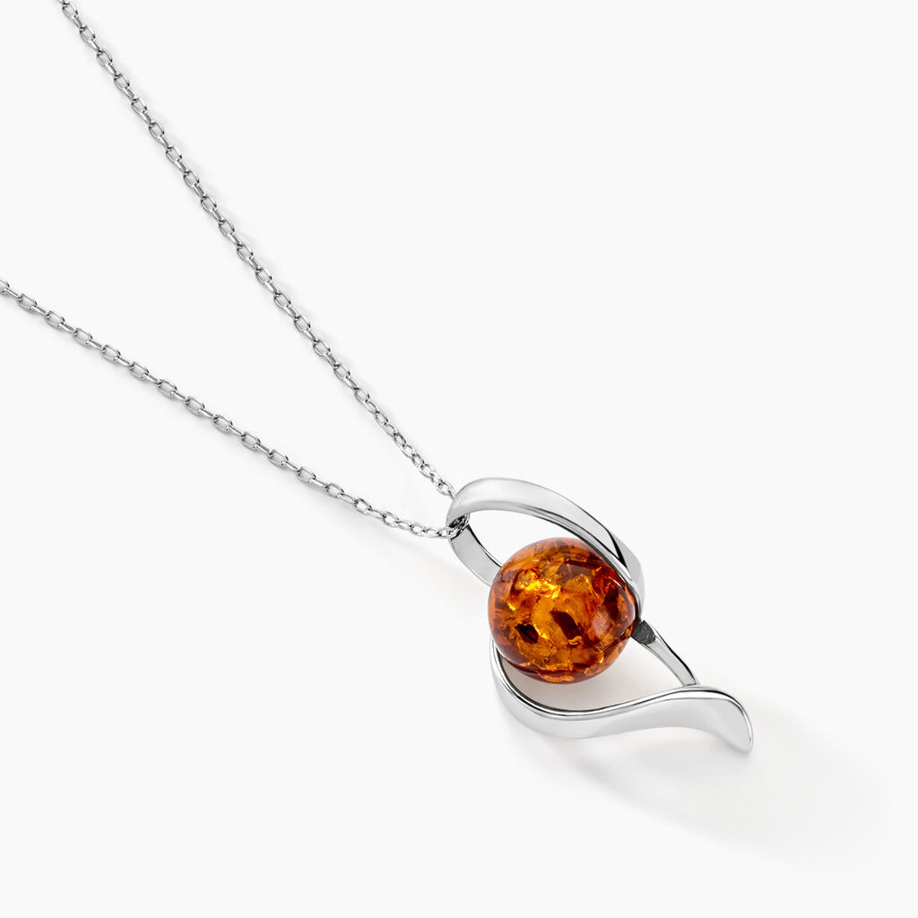 Collier Hilarionne Argent Blanc Ambre - Colliers avec pierres Femme | Marc Orian