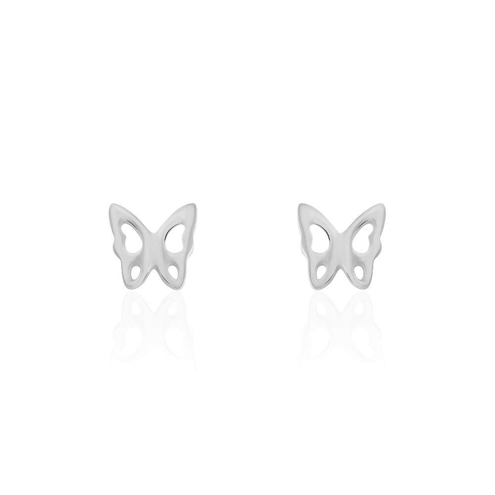 Boucles D'oreilles Puces Bartholomee Papillon Or Blanc - Puces Femme | Marc Orian