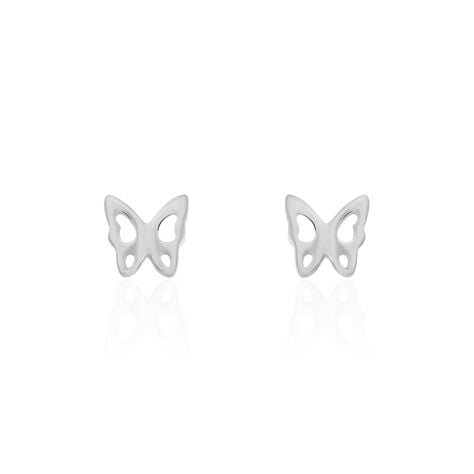 Boucles D'oreilles Puces Bartholomee Papillon Or Blanc - Puces Femme | Marc Orian
