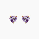 Boucles D'oreilles Puces Salona Or Jaune Amethyste Violet - Puces Femme | Marc Orian