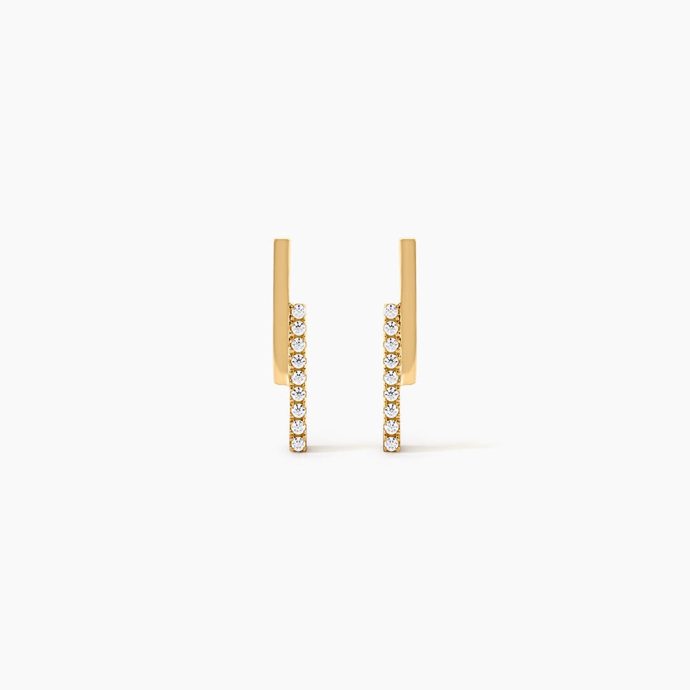 Boucles D'Oreilles Puces Clarie Argent Dor&eacute; A L'Or 750/1000 Oxyde De Zirconium - Puces Femme | Marc Orian