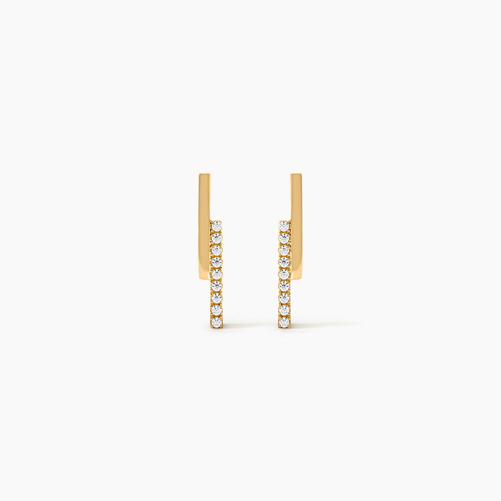 Boucles D'Oreilles Puces Clarie Argent Dor&eacute; A L'Or 750/1000 Oxyde De Zirconium - Puces Femme | Marc Orian