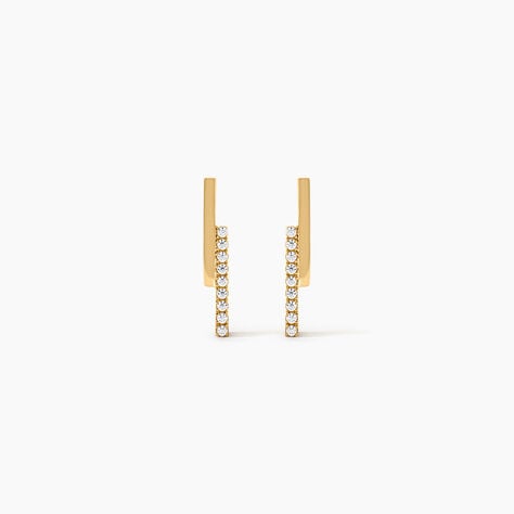 Boucles D'Oreilles Puces Clarie Argent Dor&eacute; A L'Or 750/1000 Oxyde De Zirconium - Puces Femme | Marc Orian