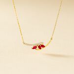 Collier Petale Or Bicolore Rubis Et Diamant - Colliers avec pierres Femme | Marc Orian