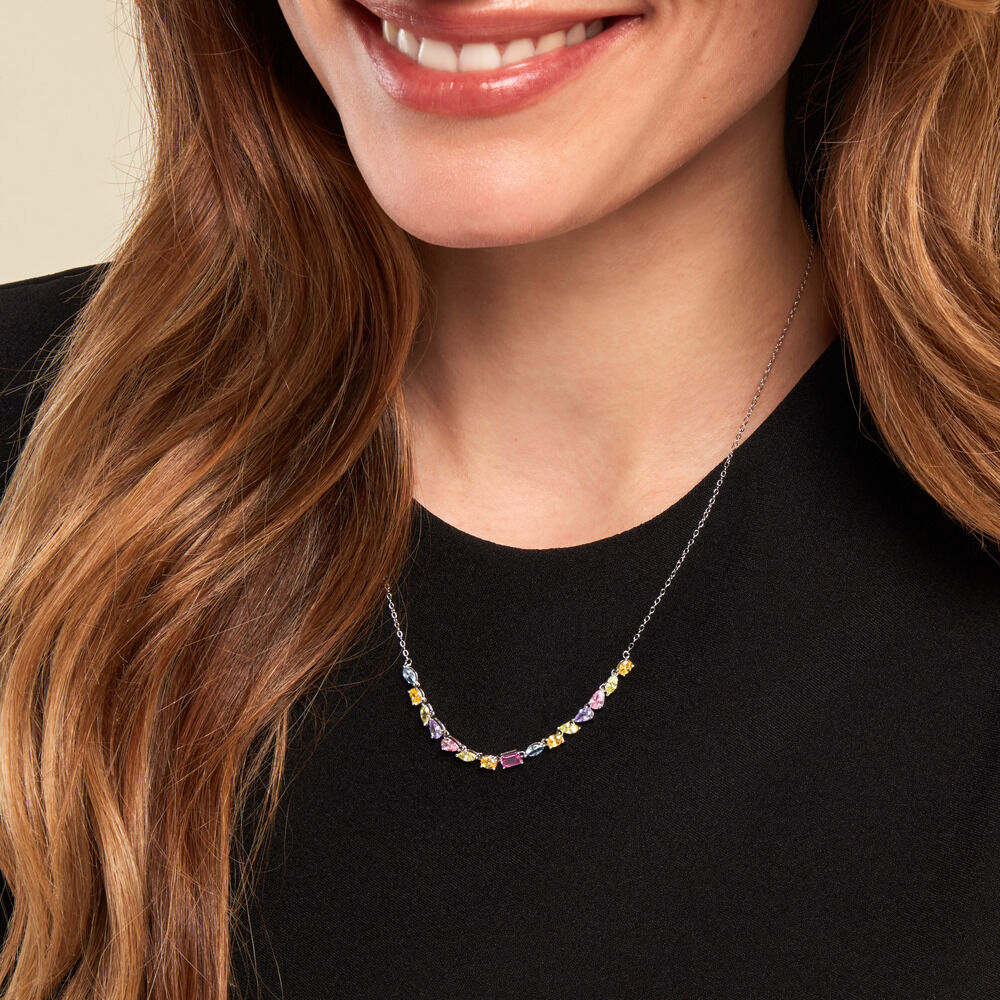 Collier Evasion Argent Blanc Pierre De Synthese Oxyde De Zirconium - Colliers avec pierres Femme | Marc Orian