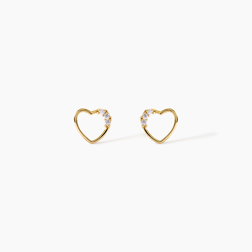 Boucles D'Oreilles Puces Camomille Argent Dor&eacute; A L'Or 750/1000 Oxyde De Zirconium - Puces Enfant | Marc Orian
