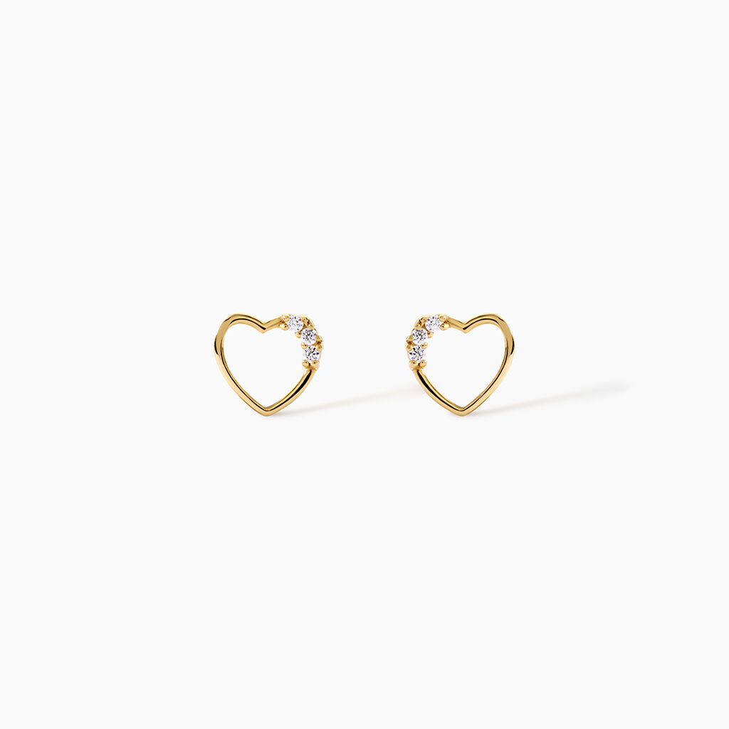 Boucles D'Oreilles Puces Camomille Argent Dor&eacute; A L'Or 750/1000 Oxyde De Zirconium - Puces Enfant | Marc Orian