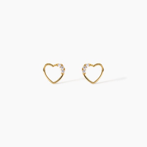 Boucles D'Oreilles Puces Camomille Argent Dor&eacute; A L'Or 750/1000 Oxyde De Zirconium - Puces Enfant | Marc Orian