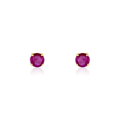 Boucles D'oreilles Puces Elea Serti Griffe Or Jaune Rubis - Puces Femme | Marc Orian