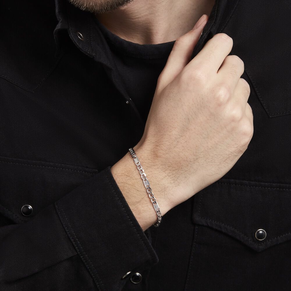 Bracelet Maille Teo Argent Blanc - Bracelets mailles Homme | Marc Orian
