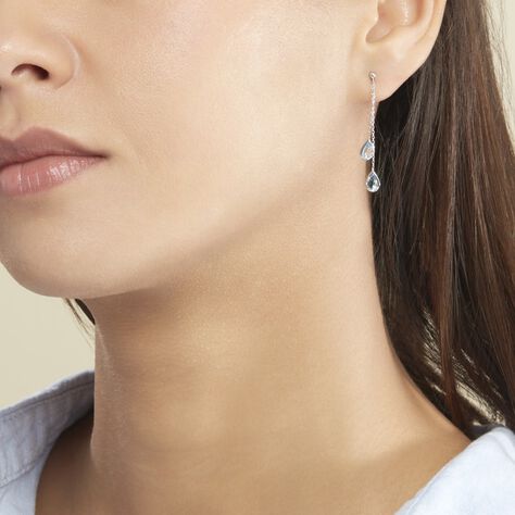 Boucles D'oreilles Pendantes Djime Or Blanc Topaze - Boucles d'oreilles Pendantes Femme | Marc Orian