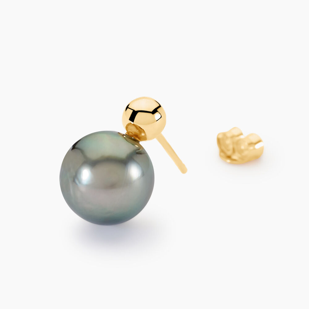 Boucles D'oreilles Puces Baroque Or Jaune Perle De Culture De Tahiti - Puces Femme | Marc Orian