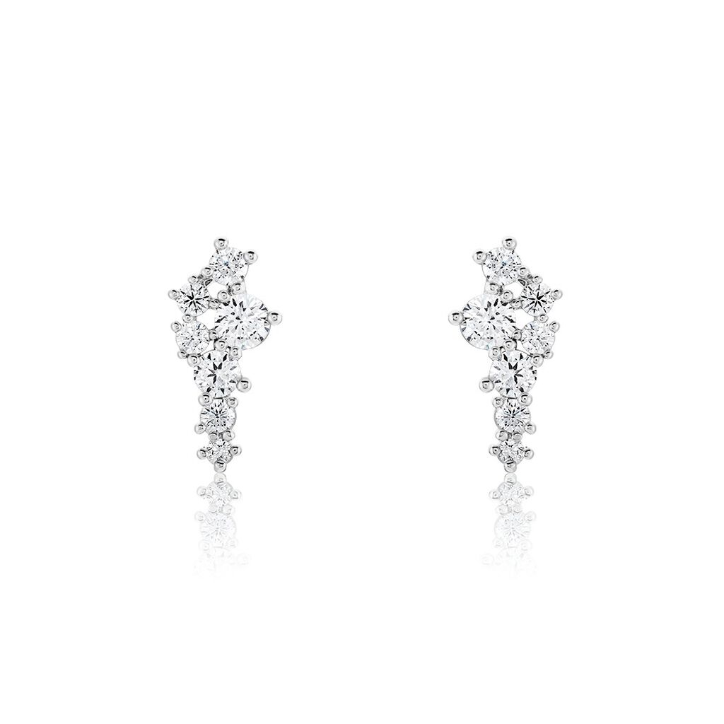 Boucles D'oreilles Puces Eden Argent Blanc Oxyde De Zirconium - Puces Femme | Marc Orian