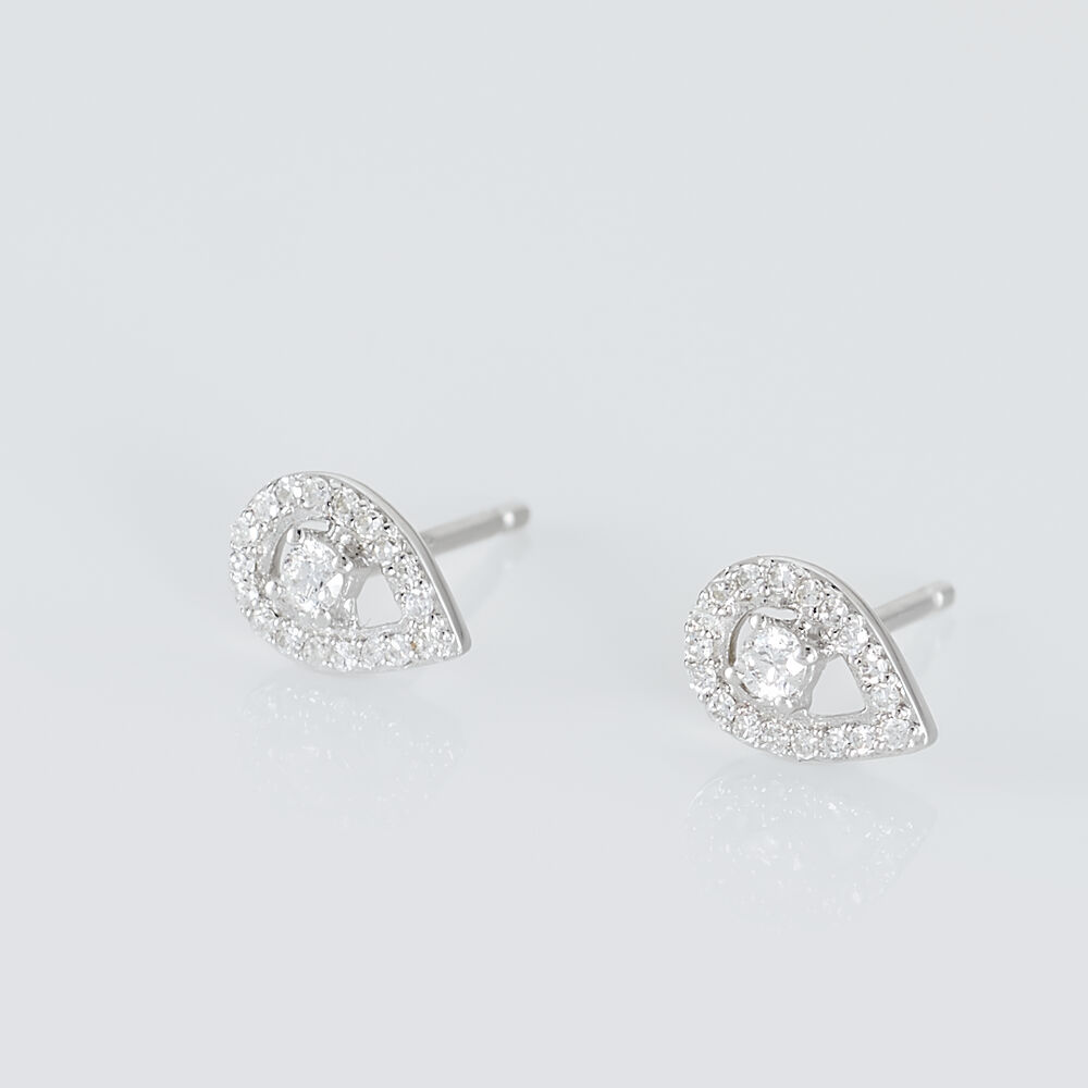 Boucles D'oreilles Puces Domitia Or Blanc Diamant - Puces Femme | Marc Orian