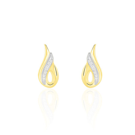 Boucles D'oreilles Puces Anila Gouttes Or Bicolore - Clous d'oreilles Femme | Marc Orian