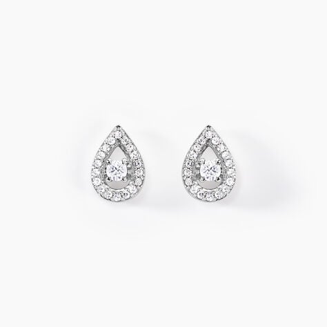 Boucles D'oreilles Puces Domitia Or Blanc Diamant - Puces Femme | Marc Orian
