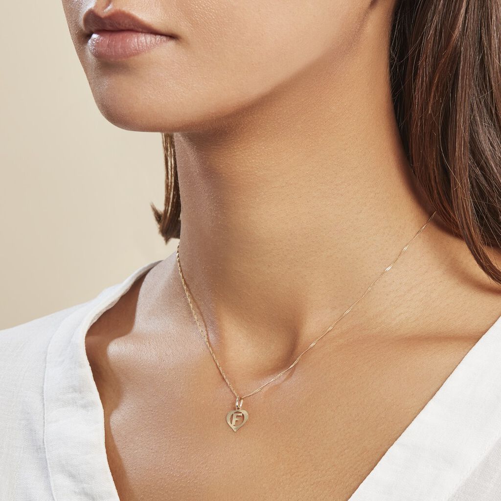 Pendentif Eudocie Coeur Lettre Or Jaune - Pendentifs Famille | Marc Orian