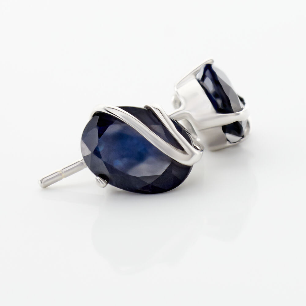 Boucles D'oreilles Puces Prudencia Or Blanc Saphir - Puces Femme | Marc Orian
