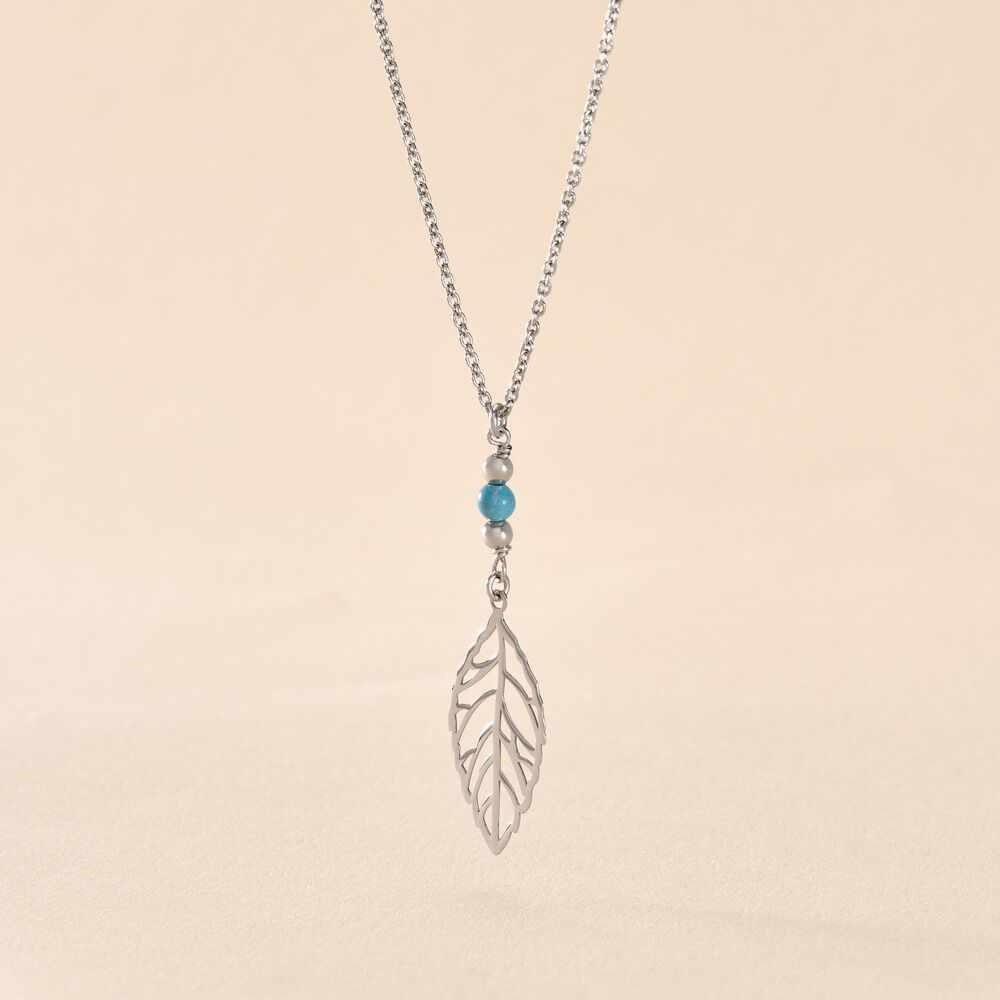 Collier Grethel Argent Blanc Turquoise - Colliers avec pierres Femme | Marc Orian