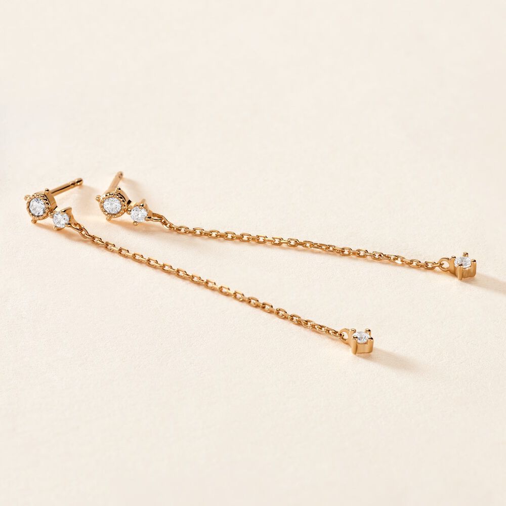 Boucles D'oreilles Pendantes &eacute;clat Perl&eacute; Plaqu&eacute; Or Oxyde De Zirconium - Pendantes Femme | Marc Orian