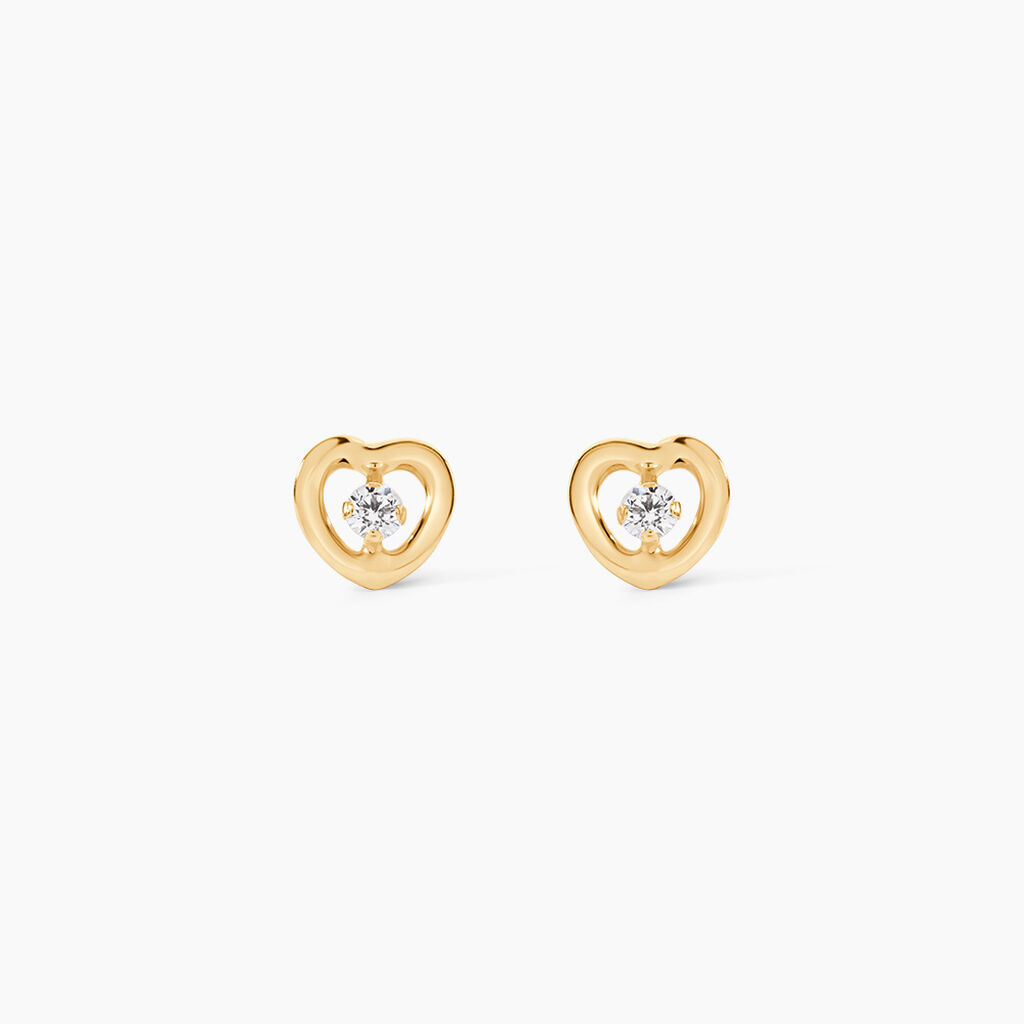Boucles D'oreilles Puces Dolly Or Jaune Oxyde De Zirconium - Puces Famille | Marc Orian