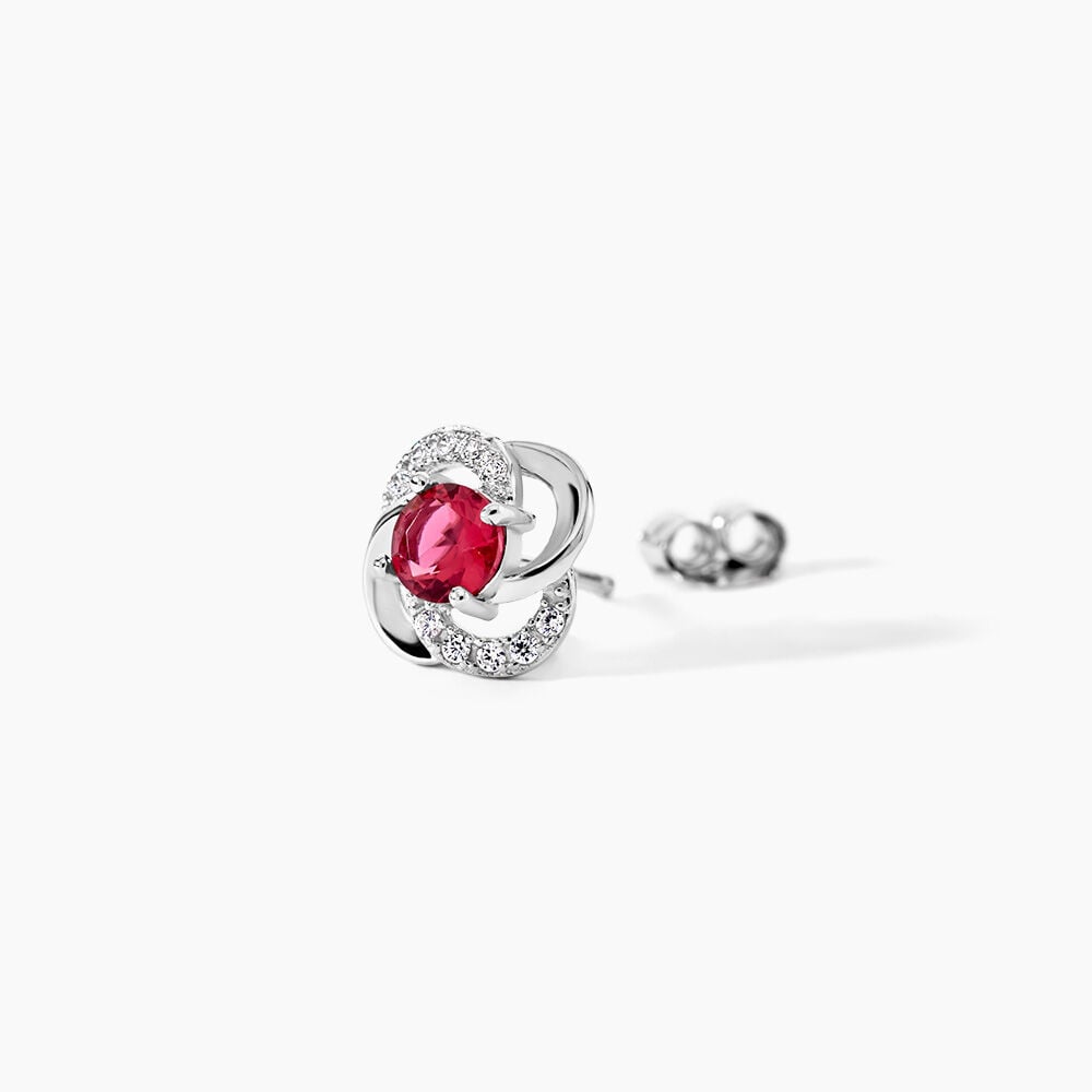 Boucles D'oreilles Puces Argent Blanc Clover Verre Oxydes De Zirconium - Puces Femme | Marc Orian