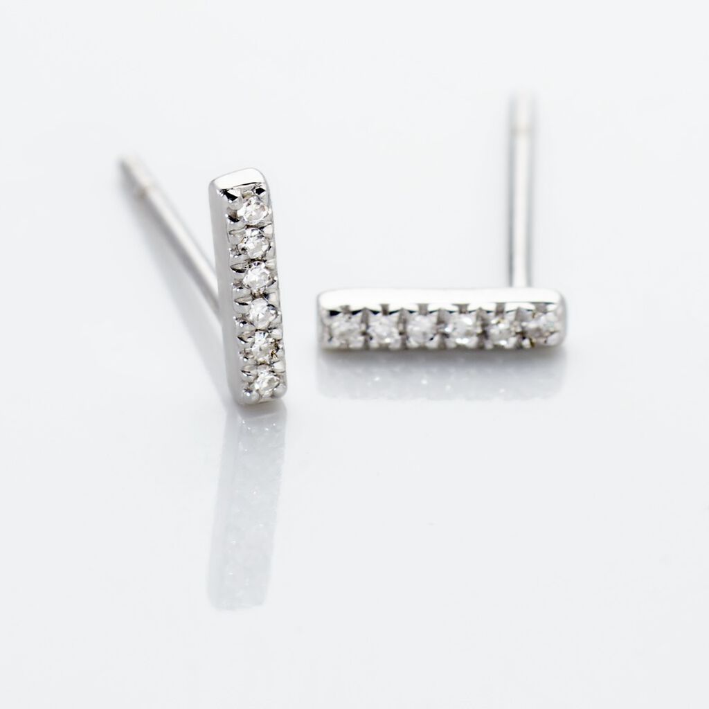 Boucles D'oreilles Puces Aprhodisia Or Blanc Diamant Blanc - Boucles d'oreilles pierres précieuses Femme | Marc Orian