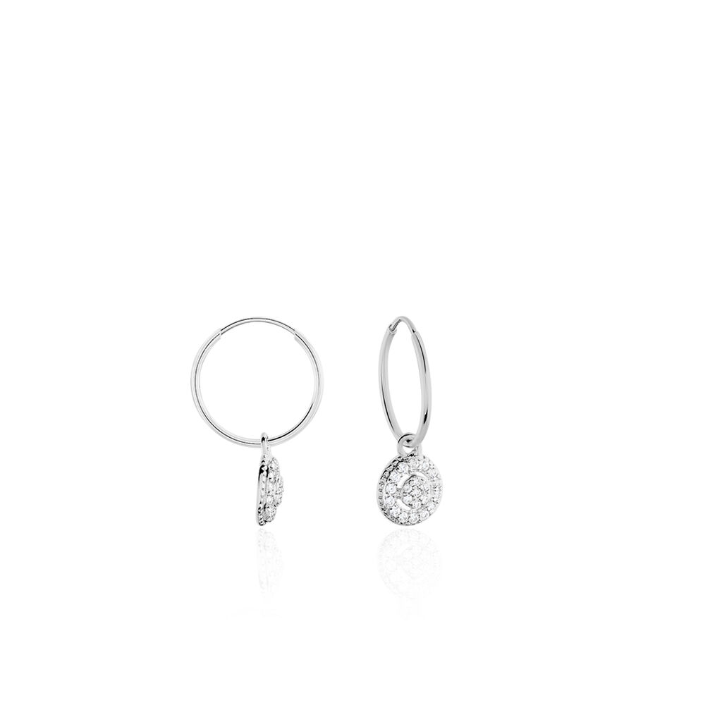 Créoles Lulu Or Blanc Oxyde - Boucles d'oreilles pampille Femme | Marc Orian