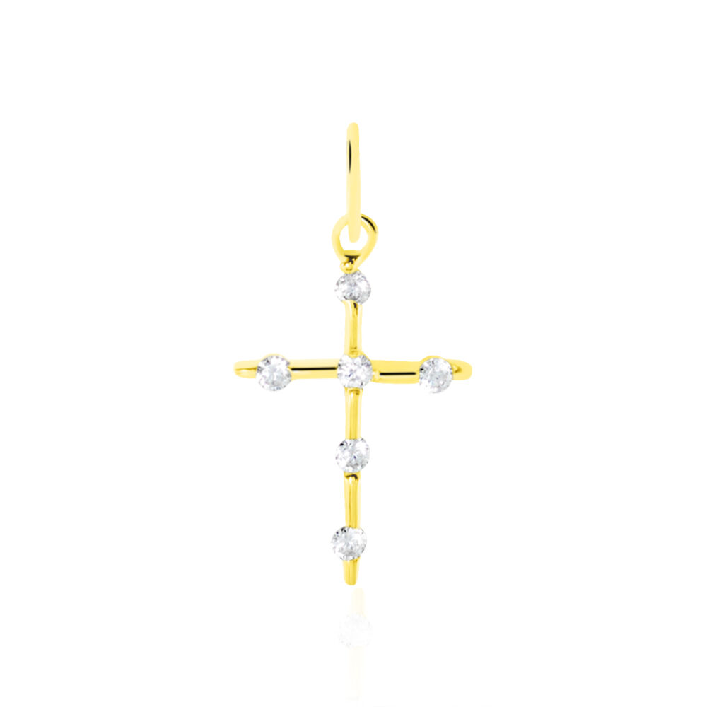 Pendentif Canice Croix Or Jaune Oxyde De Zirconium - Pendentifs Famille | Marc Orian