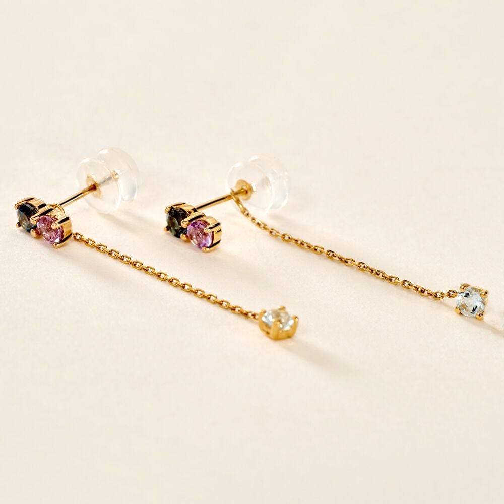 Boucles D'oreilles Pendantes Amaranta Or Jaune Topaze Am&eacute;thyste - Pendantes Femme | Marc Orian