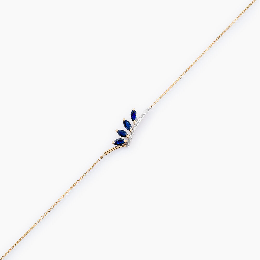 Bracelet Navette Or Jaune Saphir Diamant - Bracelets chaînes Femme | Marc Orian
