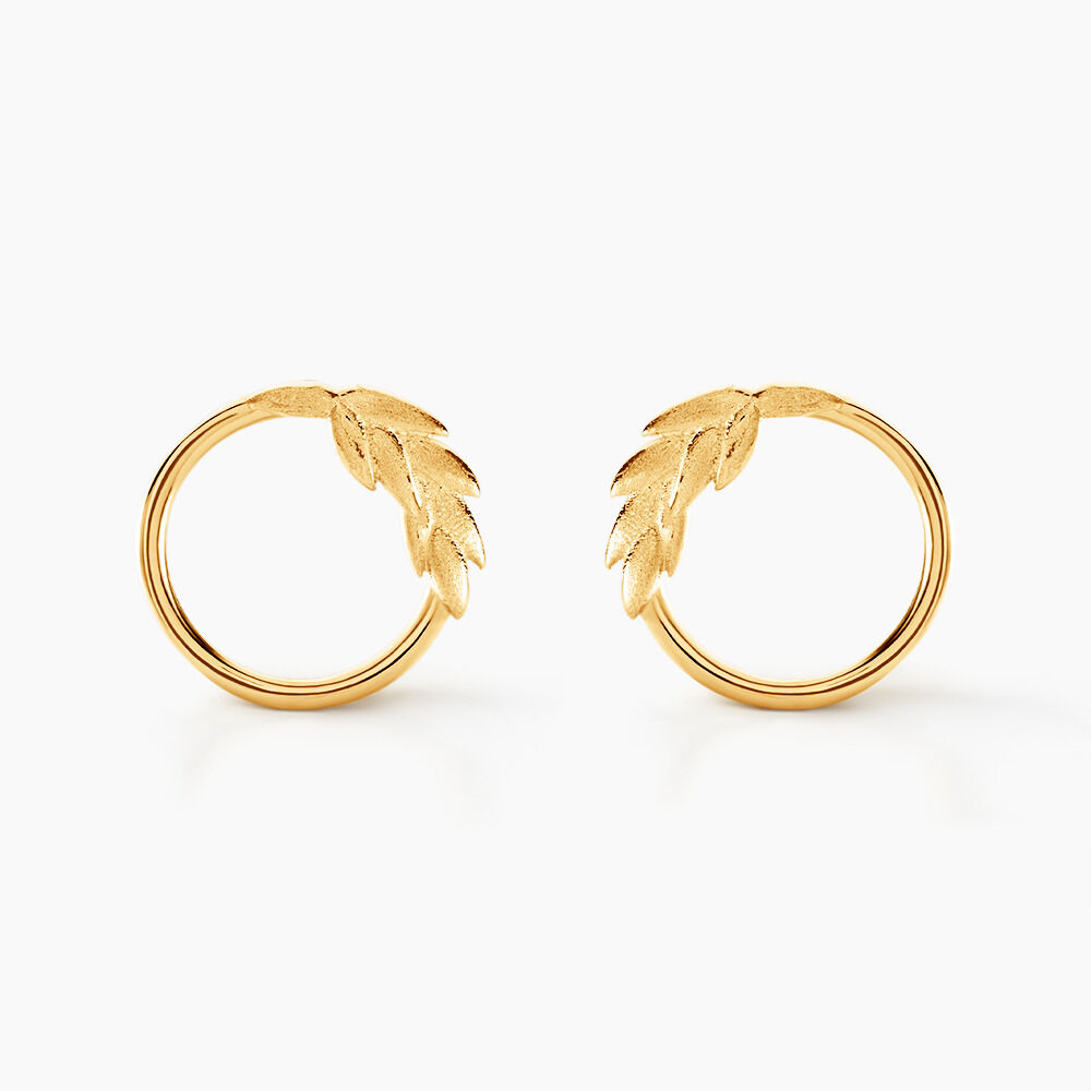 Boucles D'oreilles Puces Foliel Or Jaune - Puces Femme | Marc Orian