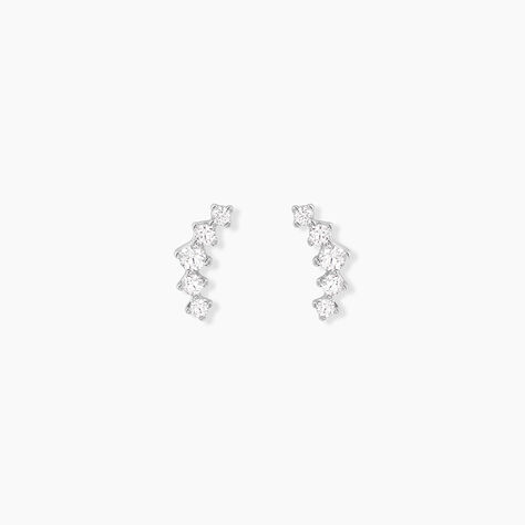 Boucles D'oreilles Puces Elinore Argent Blanc Oxyde De Zirconium - Nouveautés Femme | Marc Orian