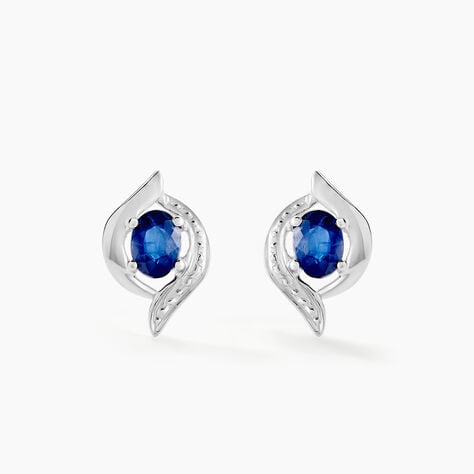 Boucles D'oreilles Puces Lydia Or Blanc Saphir - Puces Femme | Marc Orian