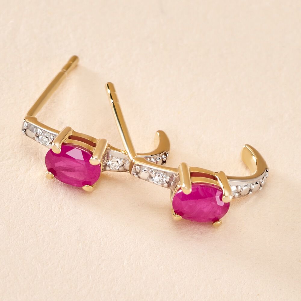 Demi Créoles Barrett Or Jaune Rubis Diamant - Créoles Femme | Marc Orian