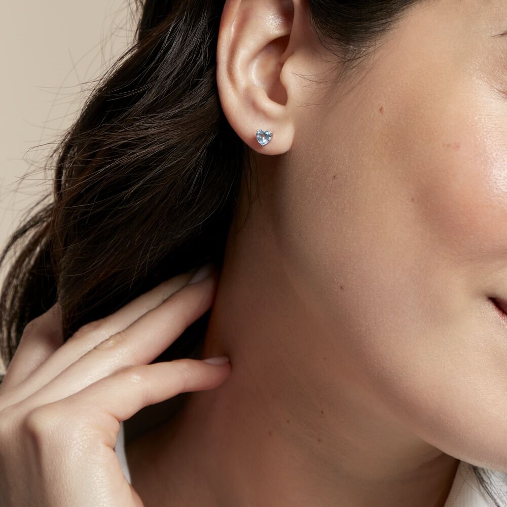 Boucles D'oreilles Puces Salona Or Blanc Topaze - Puces Femme | Marc Orian