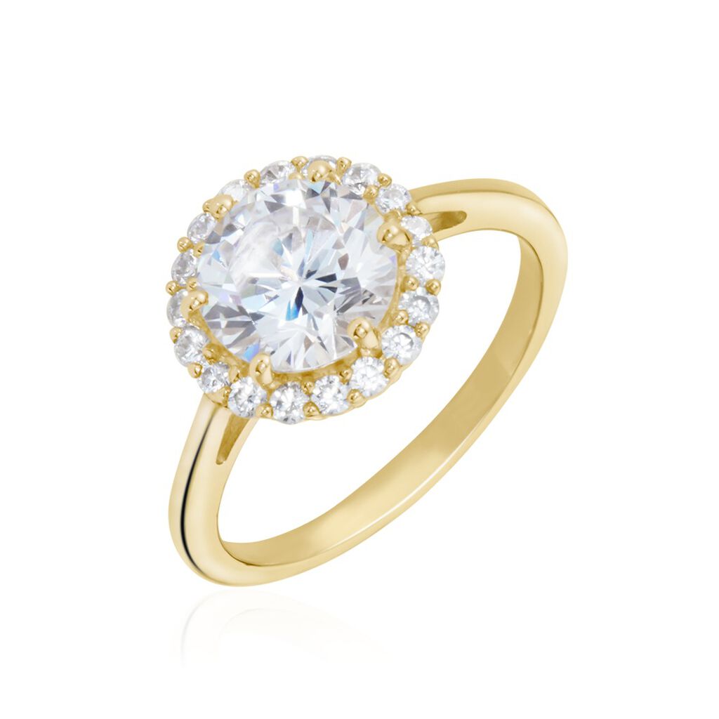 Bague Solitaire Plaqu&eacute; Or Jaune Melva Oxyde De Zirconium - Bijoux fantaisie Femme | Marc Orian